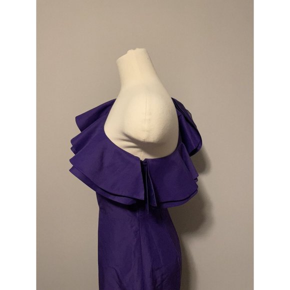 J. Crew Purple Silk Blend One Shoulder Dress With Ruffle, Size 2T, NWT! - Picture 6 of 11